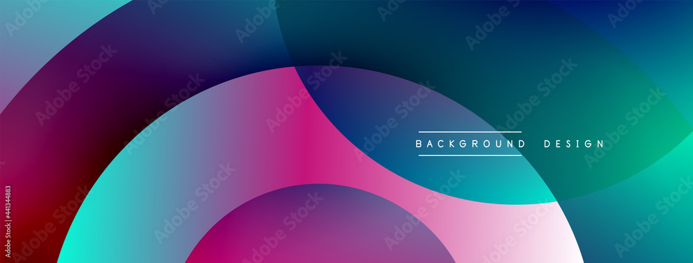 Abstract overlapping lines and circles geometric background with gradient colors - obrazy, fototapety, plakaty 