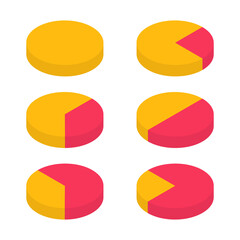 Wall Mural - isometric round diagrams with different heights set. pie chart infographic collection. statistics in