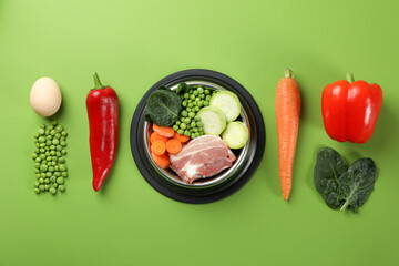 Wall Mural - Concept of organic pet food on green background