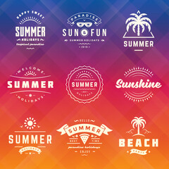 Wall Mural - Summer holiday labels and badges retro design set