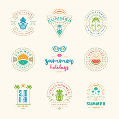 Wall Mural - Summer holiday labels and badges retro design set