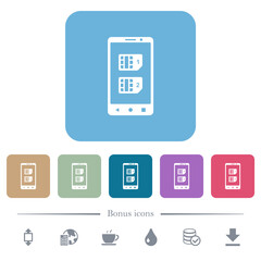 Sticker - Dual SIM mobile flat icons on color rounded square backgrounds