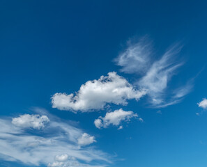 deep blue sky and white different types of clouds in it. beautiful nature background.