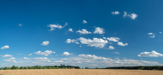 deep blue sky and white different types of clouds in it. beautiful nature background.
