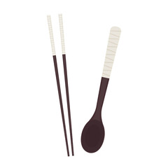 Wall Mural - Chopsticks and spoon vector. Chopsticks and spoon on white background.