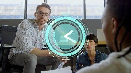 Canvas Print - Animation of clock moving fast over business colleagues in office