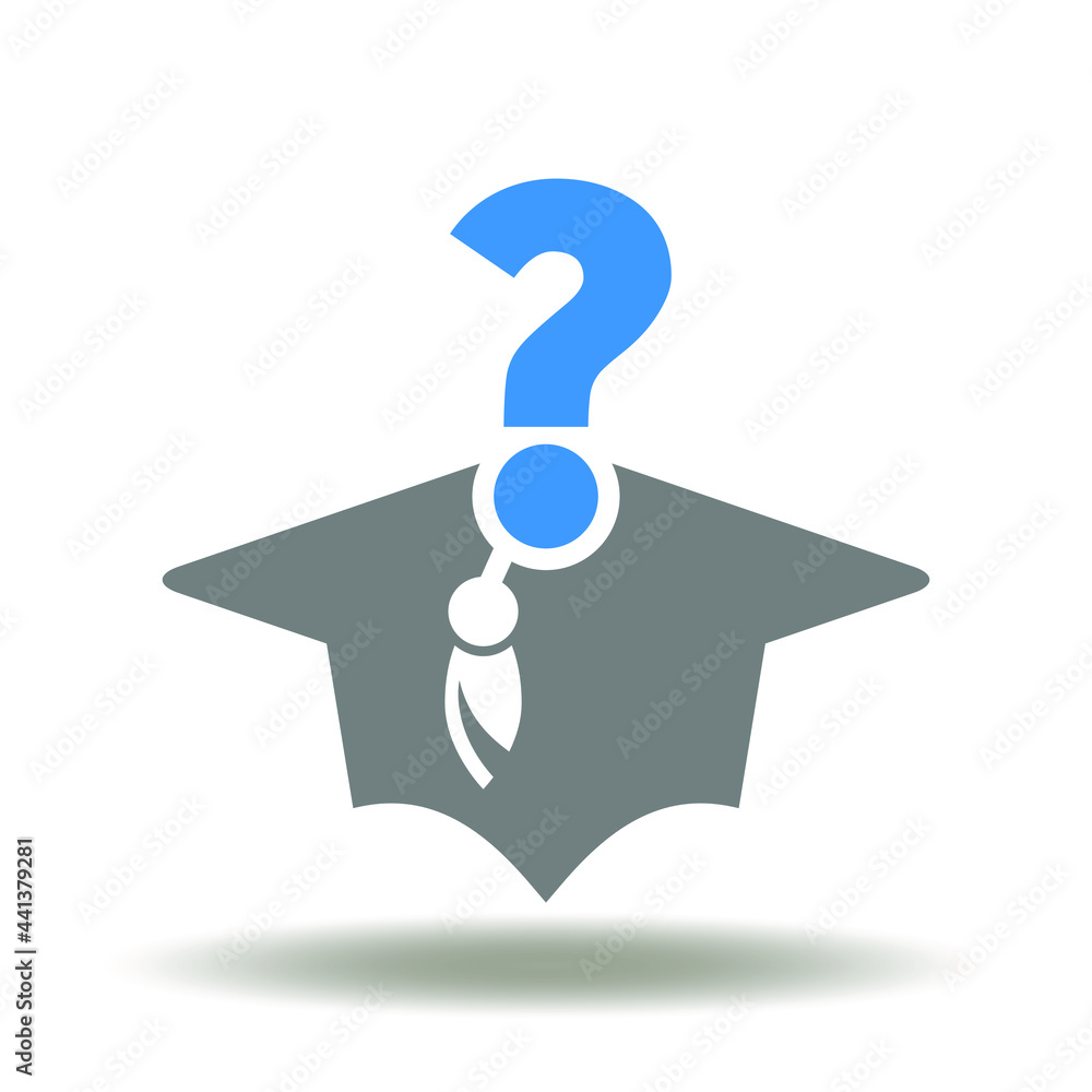 Graduation cap with question mark vector illustration. Admission symbol ...