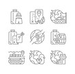 Types of tourism linear icons set. International trip for recreation and entertainment. Travel industry. Customizable thin line contour symbols. Isolated vector outline illustrations. Editable stroke