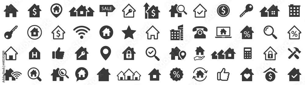 Real estate icons set. Home icon. House icons. Vector illustration - obrazy, fototapety, plakaty 
