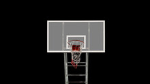 Old Basketball Hoop Isolated On Black, Front View