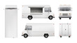 © VRTX - White street food truck template blank mockup for Brand Identity. Cargo truck. Realistic Delivery Service Vehicle isolated on white background for Advertising design