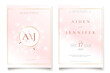 Elegant wedding invitation template in cute peach colors with white transparent fluffy dandelions