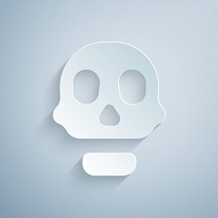 Sticker - Paper cut Skull icon isolated on grey background. Happy Halloween party. Paper art style. Vector