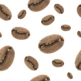 Fototapeta Mapy - Coffee beans - seamless background. Coffee pattern.