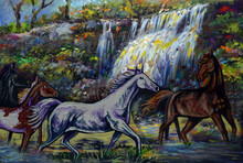 Art Painting Fine Art Oil Color Running Horse Lucky