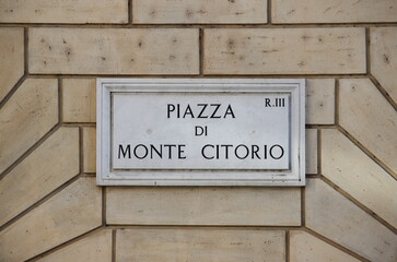 Poster - Montecitorio street sign in Rome, Italy