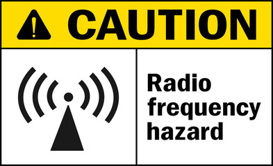 Wall Mural - Radio frequency hazard caution sign. Radiation warning signs and symbols.