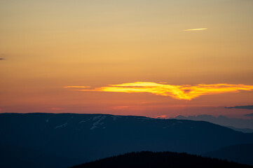 Wall Mural - beautiful orange sky during dusk in the carpathian mountains