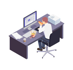 Wall Mural - Eating Office Worker