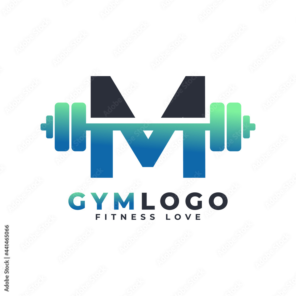Vector de Stock Letter M Logo With Barbell. Fitness Gym logo. Lifting  Vector Logo Design For Gym and Fitness. Alphabet Letter Logo Template |  Adobe Stock, image size:1000x1000