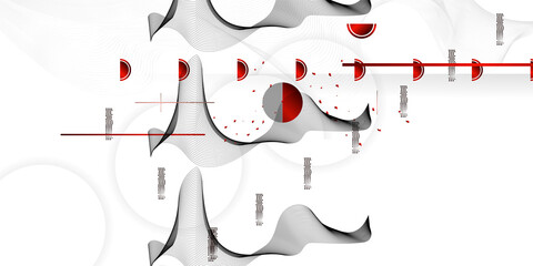 Wall Mural - Abstract background of lines and figures in the Japanese style red black white minimalism. White background vector illustratios