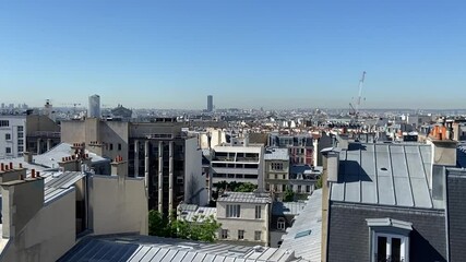 Sticker - Paysage urbain à Paris, vue d'un toit d'immeuble