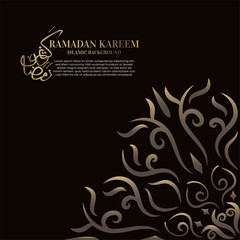 Wall Mural - Islamic background design with arabic calligraphy, mandala or ornament. Translation of arabic calligraphy : Ramadan kareem