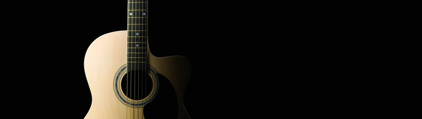 acoustic guitar on black background