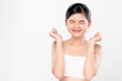 © kitthanes  - Beautiful young asian woman with clean fresh skin on white background, Face care, Facial treatment, Cosmetology, beauty and spa, Asian women portrait.