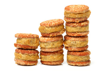 Wall Mural - Sandwich biscuits on a white background 