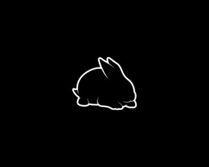 Wall Mural - Rabbit Silhouette on Black Background. Isolated Vector Animal Template for Logo Company, Icon, Symbol etc