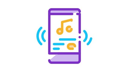 Poster - Listening Music Song In Smartphone animated icon on white background