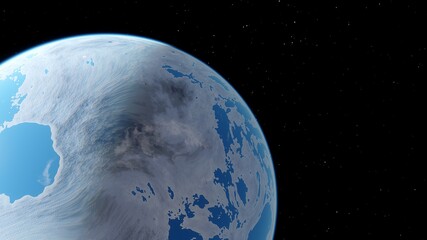 super-earth planet, realistic exoplanet, planet suitable for colonization, earth-like planet in far space, planets background 3d render	