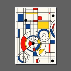 Wall Mural - Steampunk mechanic. Fashion poster inspired by postmodern Mondrian. Neoplasty, Bauhaus. Useful for interior design, background, poster design, first page of the magazine, high-tech printing, cover.