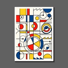 Steampunk Mechanic. Fashion Poster Inspired By Postmodern Mondrian. Neoplasty, Bauhaus. Useful For Interior Design, Background, Poster Design, First Page Of The Magazine, High-tech Printing, Cover.