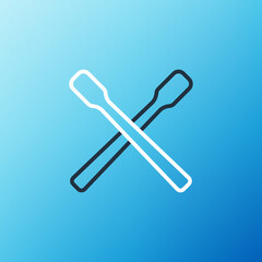 Line Drum sticks icon isolated on blue background. Musical instrument. Colorful outline concept. Vector