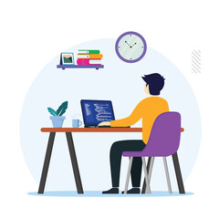 Wall Mural - programmer and engineering development, coding, web development, website design, developer flat vect