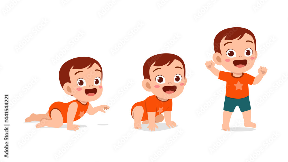 cute baby boy in growth cycle progress set Stock Vector | Adobe Stock