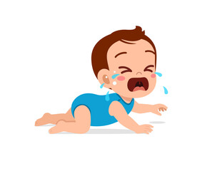 Wall Mural - cute little baby boy show sad expression and cry