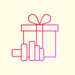 © Ris_aris - Hand and Gift Logo Concept. Line Logotype. Gradient. Red and Purple. Outline Icon. Logo, Icon, Symbol and Sign