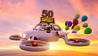 50 Jahre – Geburtstagskarte mit fliegendem Auto