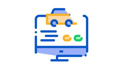 Canvas Print - Computer Site for Calling Online Taxi animated icon on white background