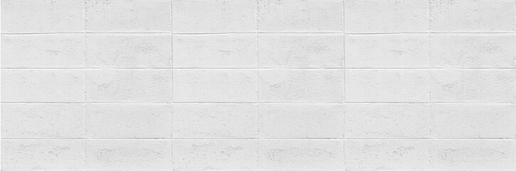 Wall Mural - Panorama of White cement block fence texture and seamless background