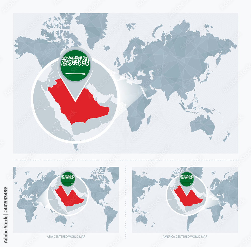 Magnified Saudi Arabia Over Map Of The World 3 Versions Of The World 1000 F 441563489 SHirHqwZafDyZDfG1F3bT52bxDkaIIaH
