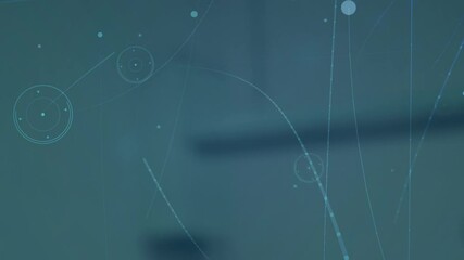 Poster - Animation of network of connections with glowing spots over blue background