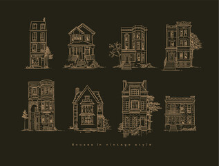 Sticker - House vintage style brown