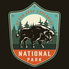 Wall Mural - National park vintage colorful label