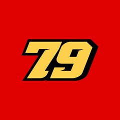 Wall Mural - Racing star number 79 isolated on red background