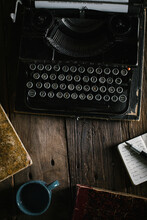 Vintage Typewriter On Wooden Table