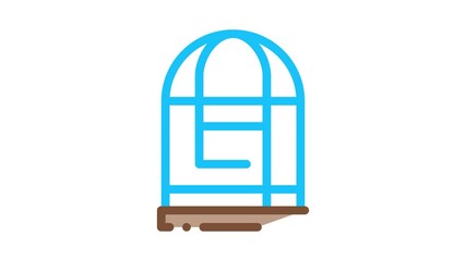 Sticker - Parrot Cage Icon Animation. color Parrot Cage animated icon on white background